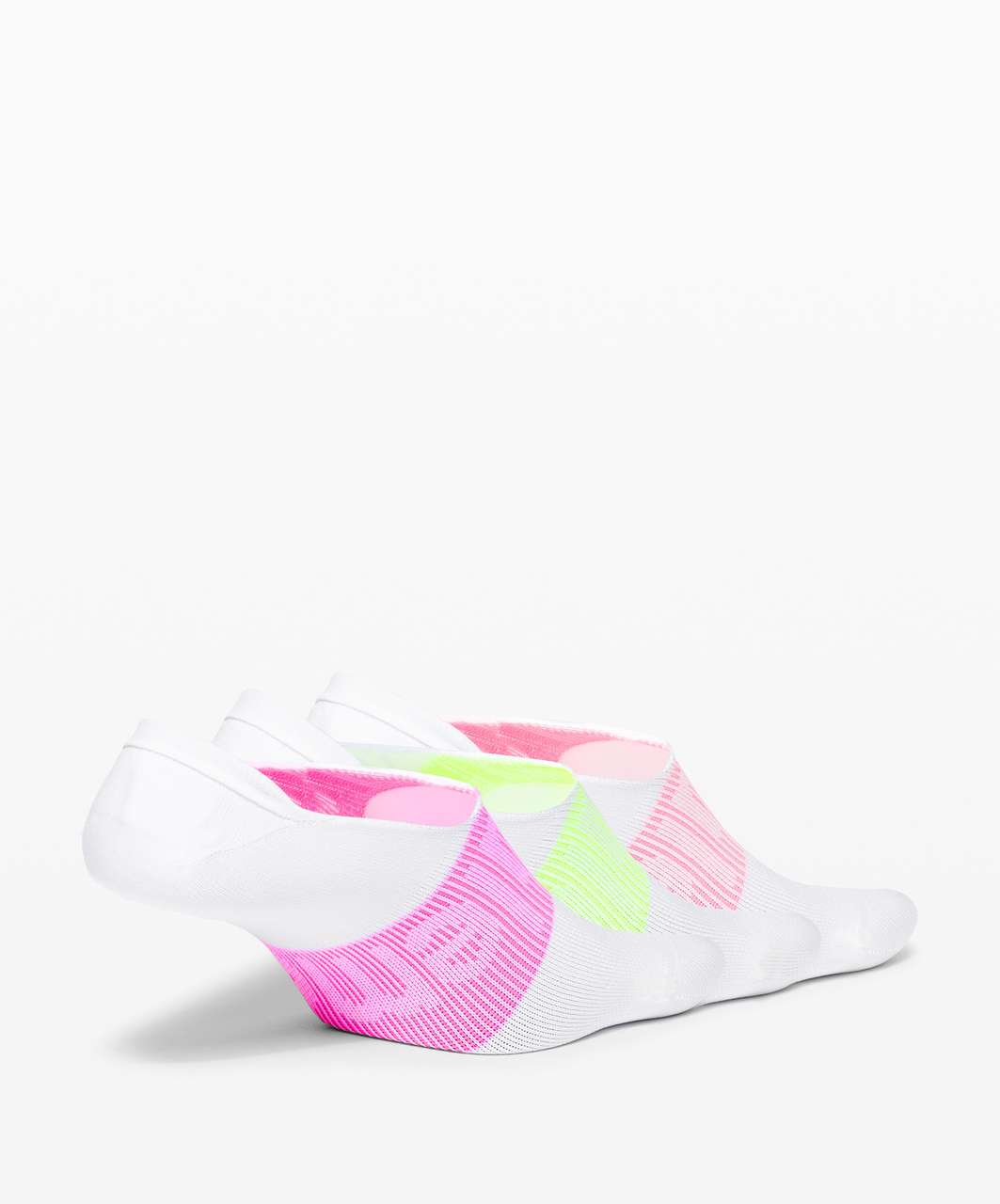 Lululemon Daily Stride No Show Sock *3 Pack - White / Highlight Yellow / Sunset