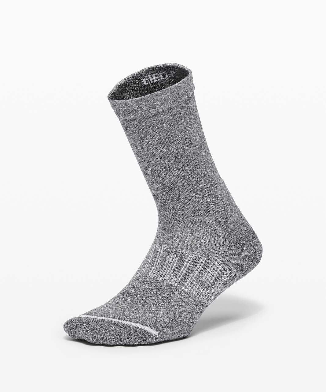 Lululemon Power Stride Crew Sock *Wordmark - Heathered Graphite Grey