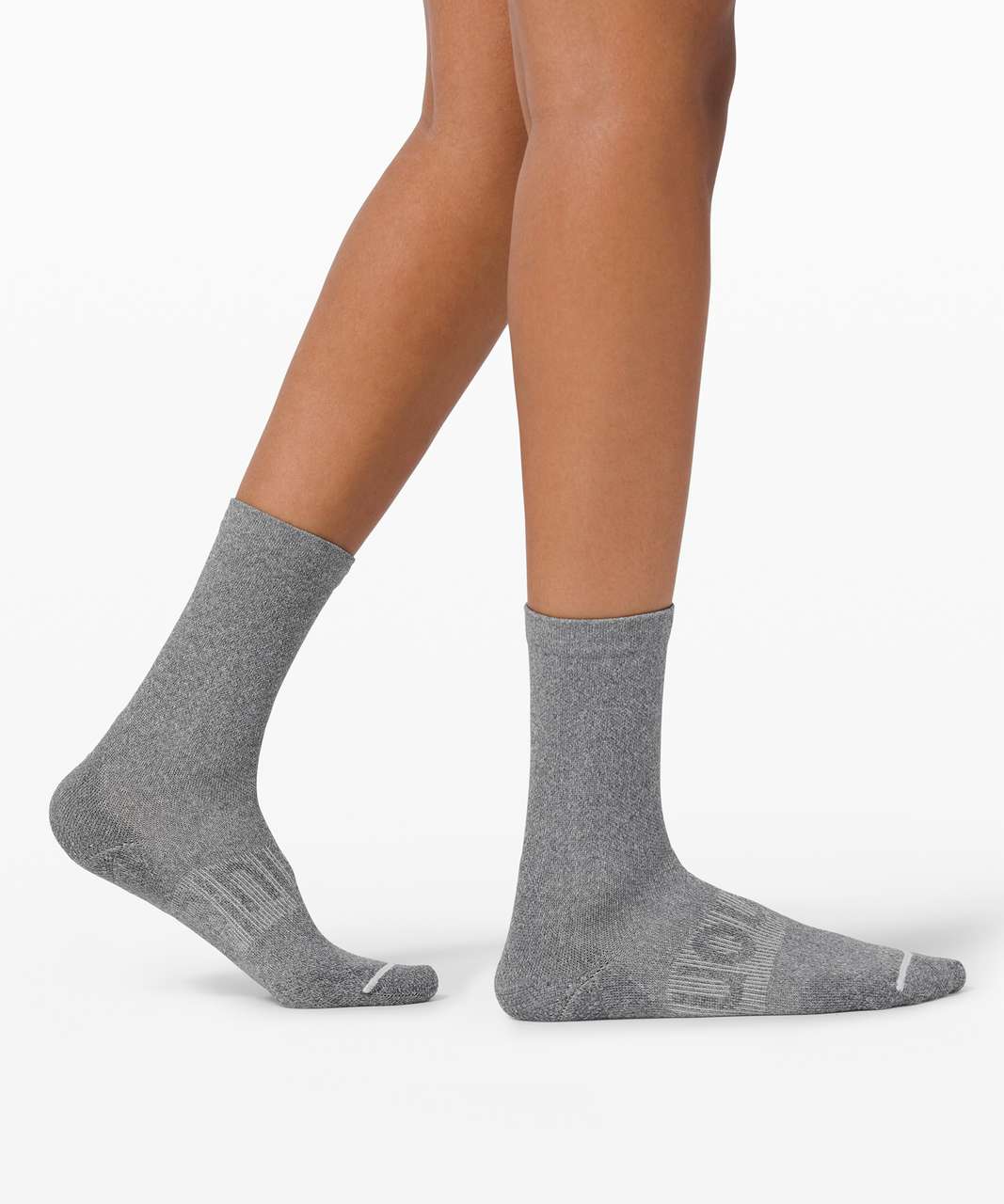 Lululemon Power Stride Crew Sock *Wordmark - Heathered Graphite Grey