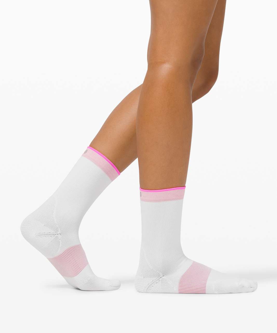 Lululemon Power Stride Crew Sock *Stripe - White / Pink Pastel