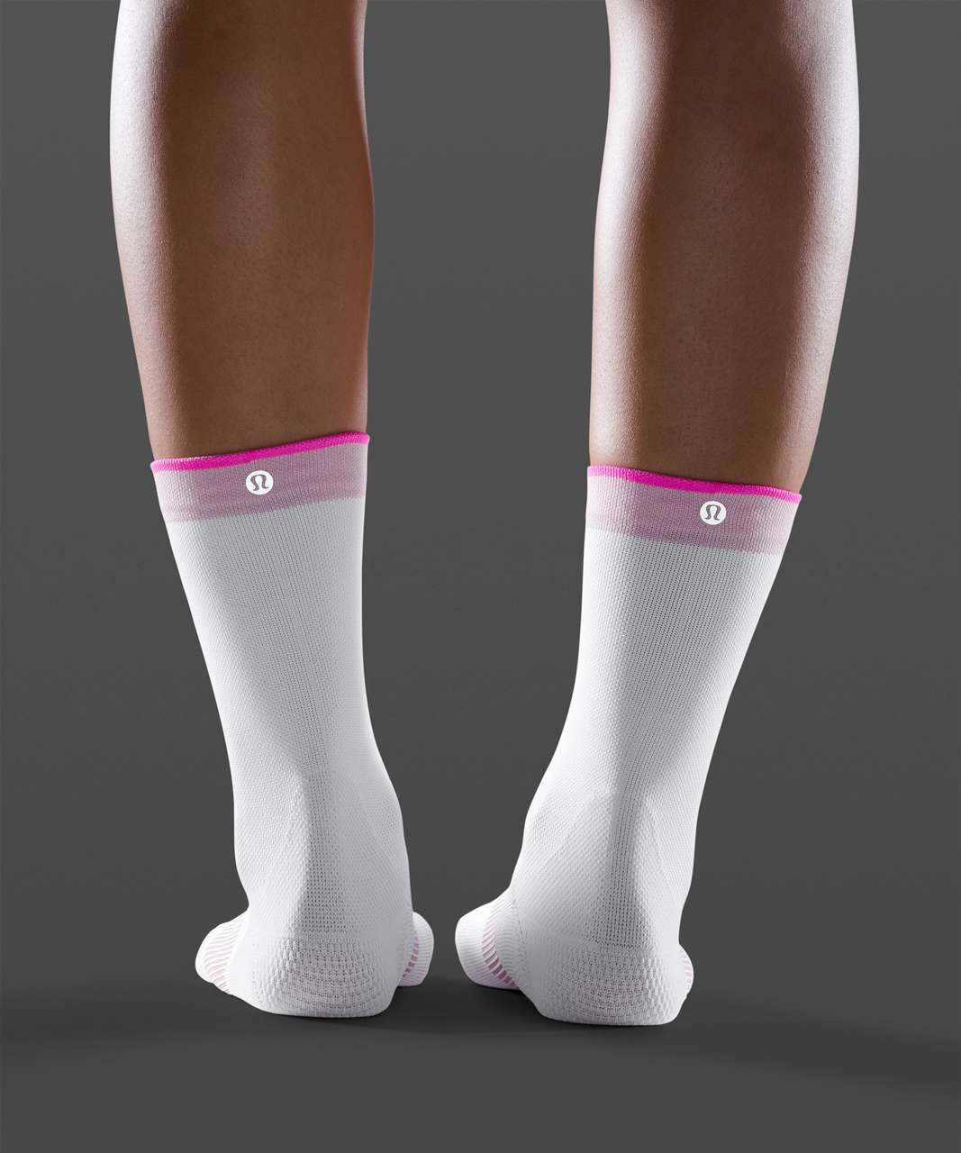 Lululemon Power Stride Crew Sock *Stripe - White / Pink Pastel