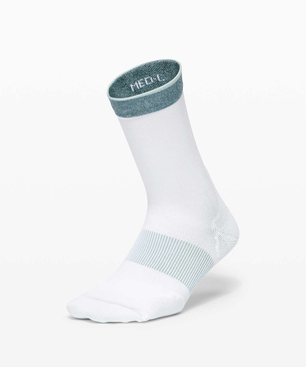 Lululemon Power Stride Crew Sock *Stripe - White / Hazy Jade