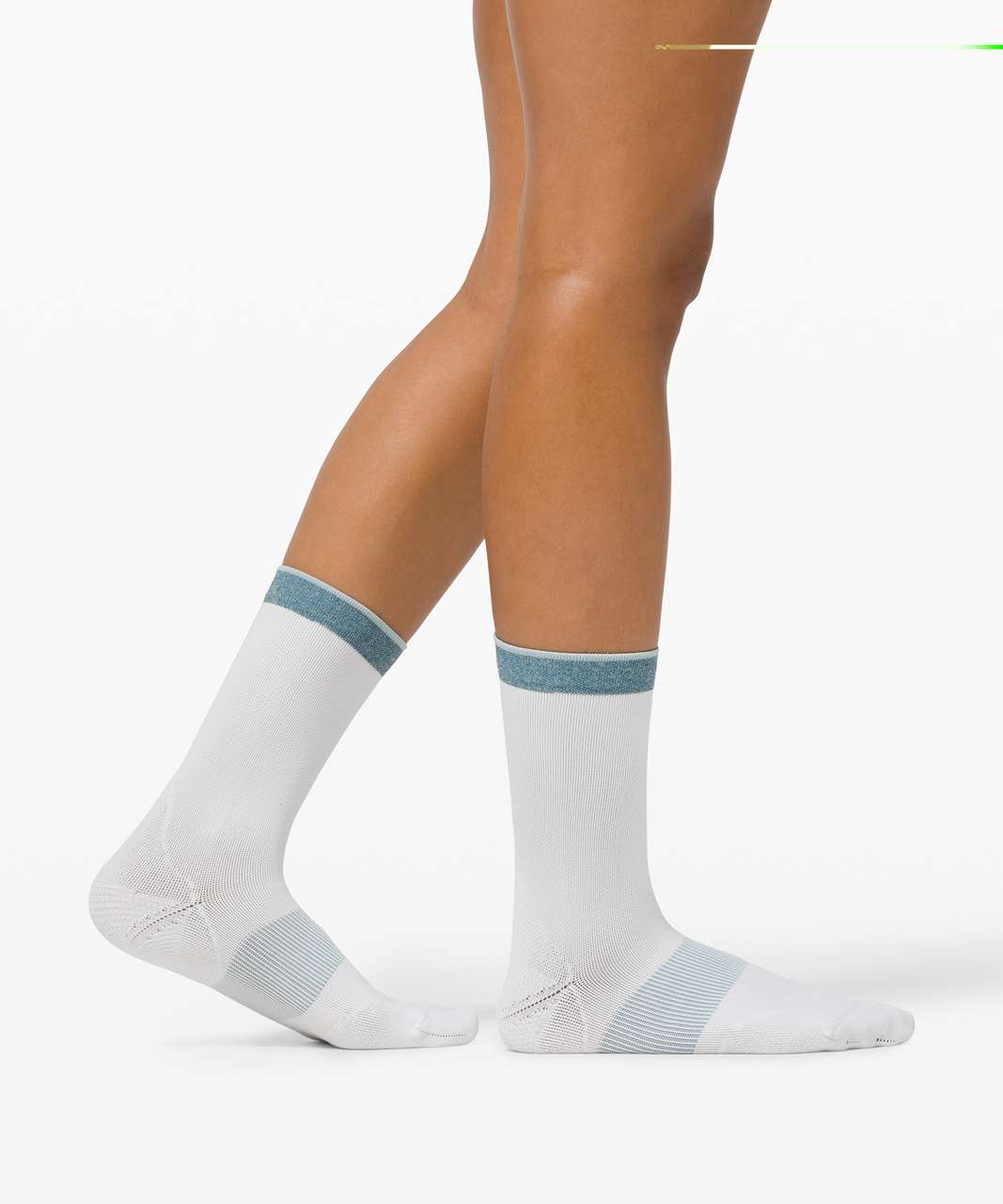 Lululemon Power Stride Crew Sock *Stripe - White / Hazy Jade