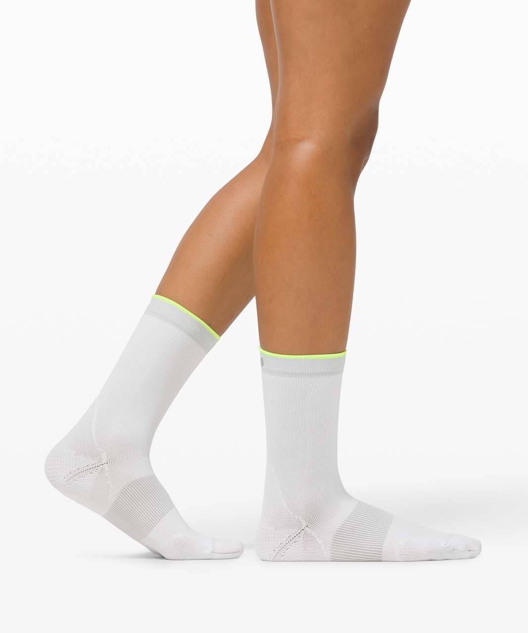 Lululemon Power Stride Crew Sock *Stripe - White / Highlight Yellow