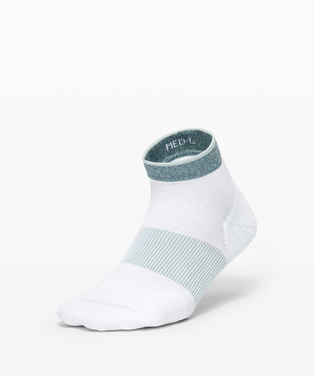 Lululemon Power Stride Ankle Sock *Stripe - White / Hazy Jade