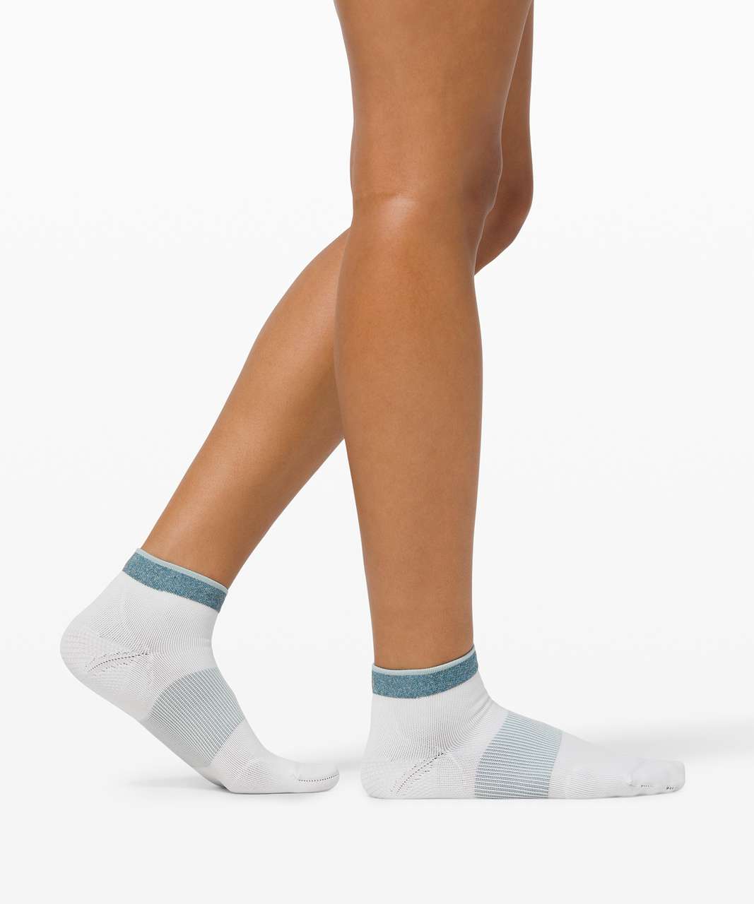 Lululemon Power Stride Ankle Sock *Stripe - White / Hazy Jade