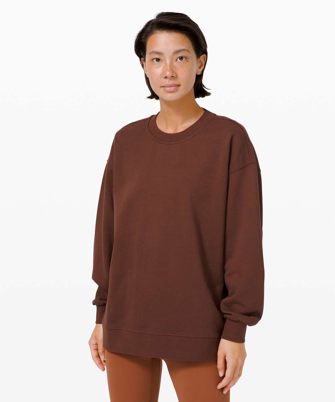 Brown earth perfectly oversized crew hemmed by lulu. Heritage