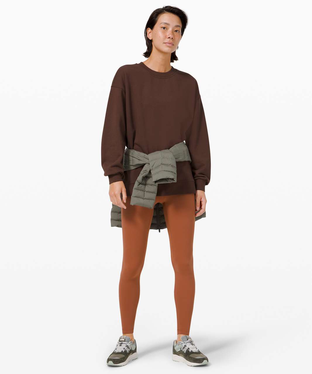 Brown earth perfectly oversized crew hemmed by lulu. Heritage