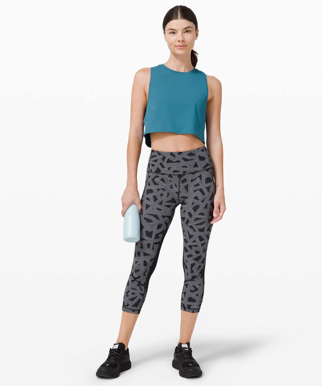 Lululemon Pace Rival High-Rise Crop 22" - Labyrinth Black Light Cast / Black