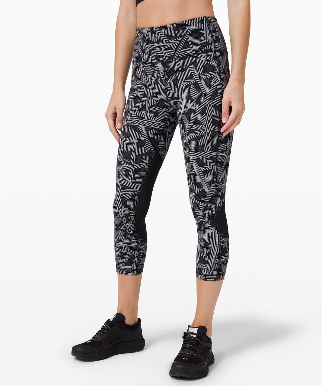 Lululemon Pace Rival Mid-Rise Crop 22” - Heathered Black / Black - lulu  fanatics