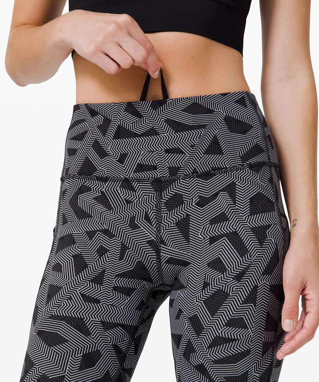 Lululemon Pace Rival High-Rise Crop 22" - Labyrinth Black Light Cast / Black