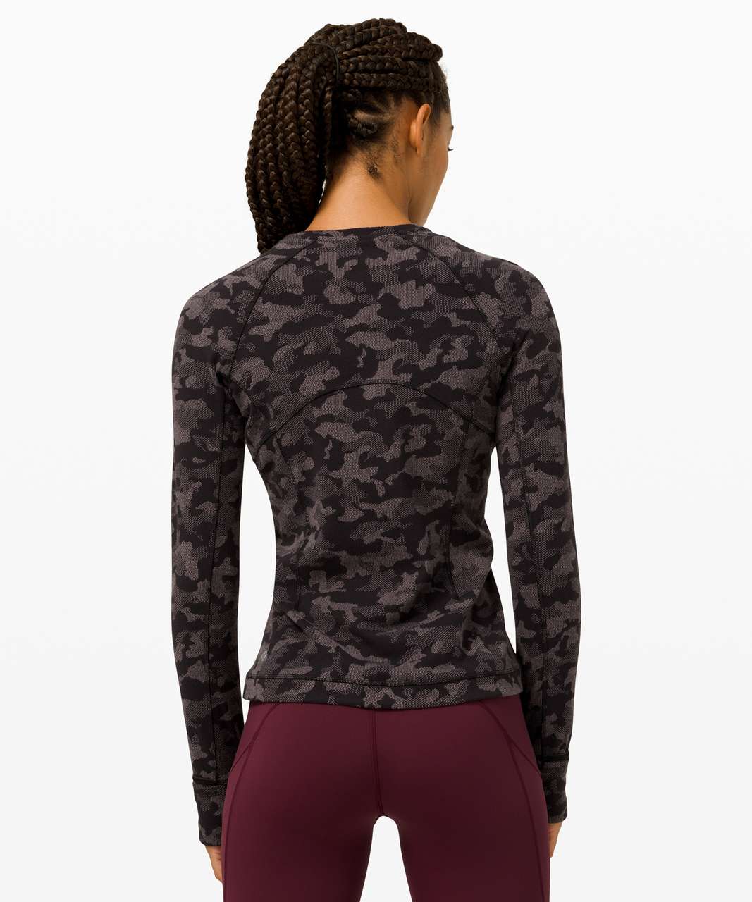 Lululemon NEW LULULEMON Runderful Long Sleeve Top 4 6 8 10 12 Incognito Camo  HTR Black