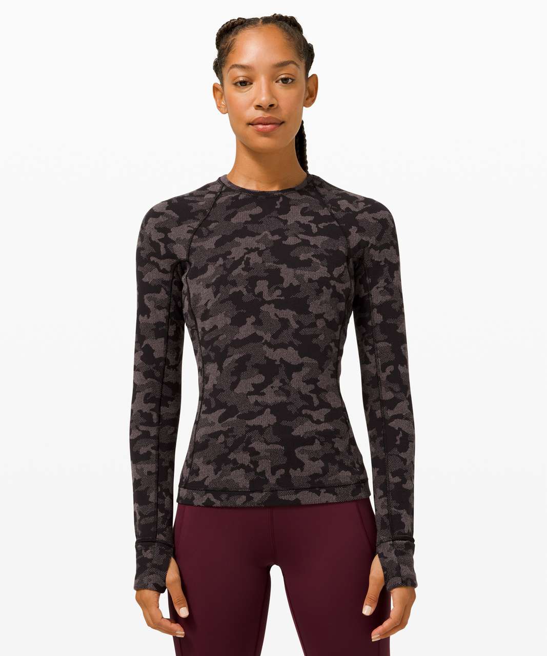 Lululemon Runderful Long Sleeve - Heritage Camo Jacquard Black Lunar Rock