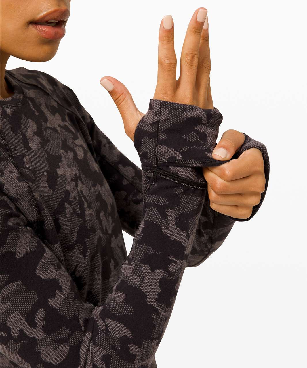 Lululemon Women's Runderful Long Sleeve Incognito Camo HTR Black Size Size  6