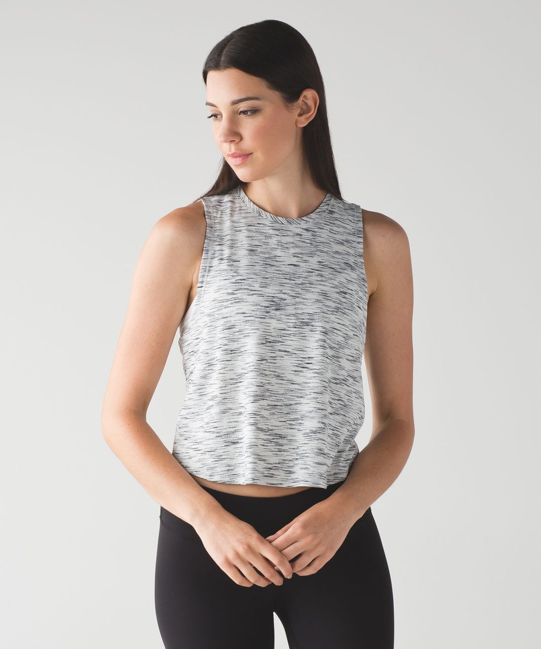 Lululemon Fast As Light Muscle Tank - Tiger Space Dye Black White