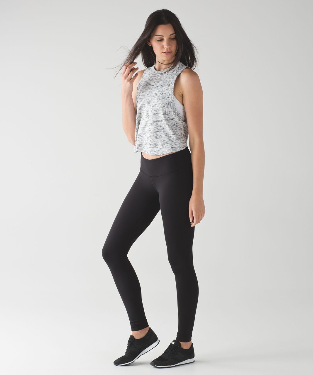 Lululemon Fast As Light Muscle Tank - Tiger Space Dye Black White