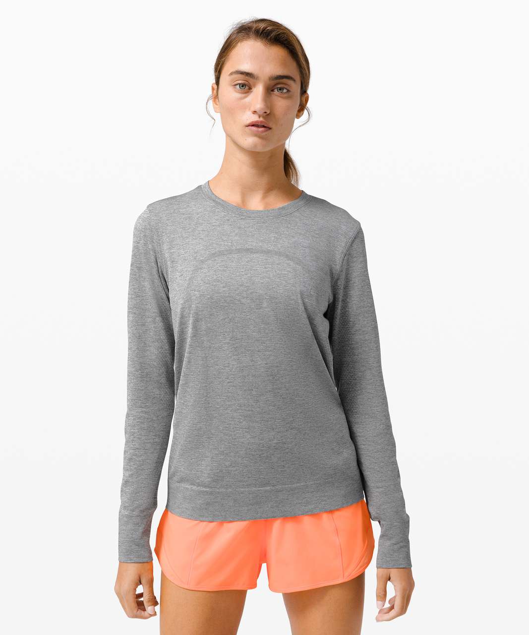 Lululemon Swiftly Breathe Long Sleeve - Slate / White - lulu fanatics