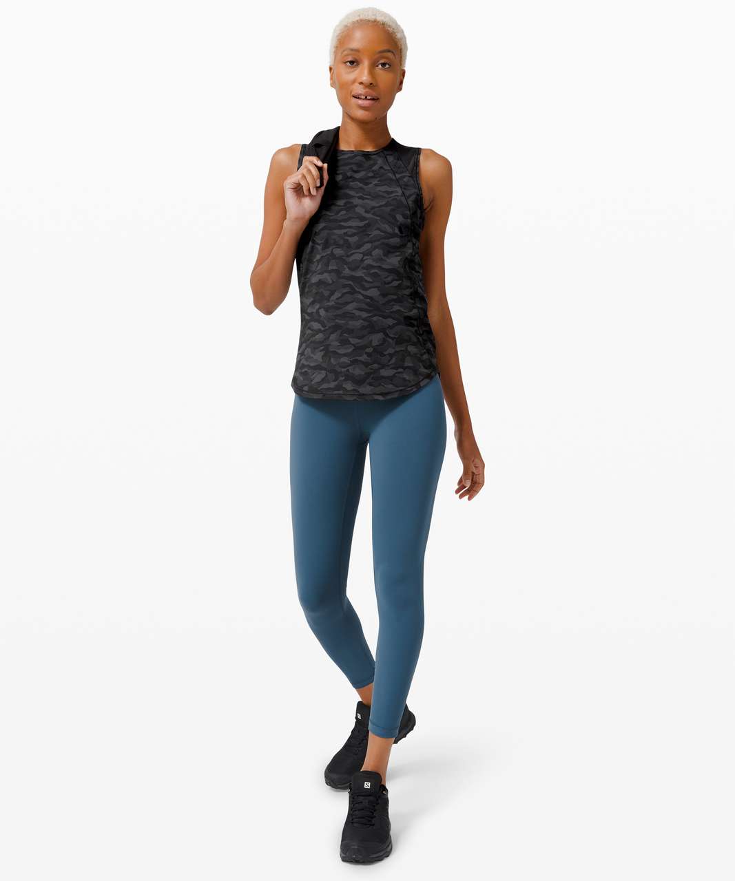 Lululemon Sculpt Tank - Sequoia Camo Print Deep Coal Black / Black