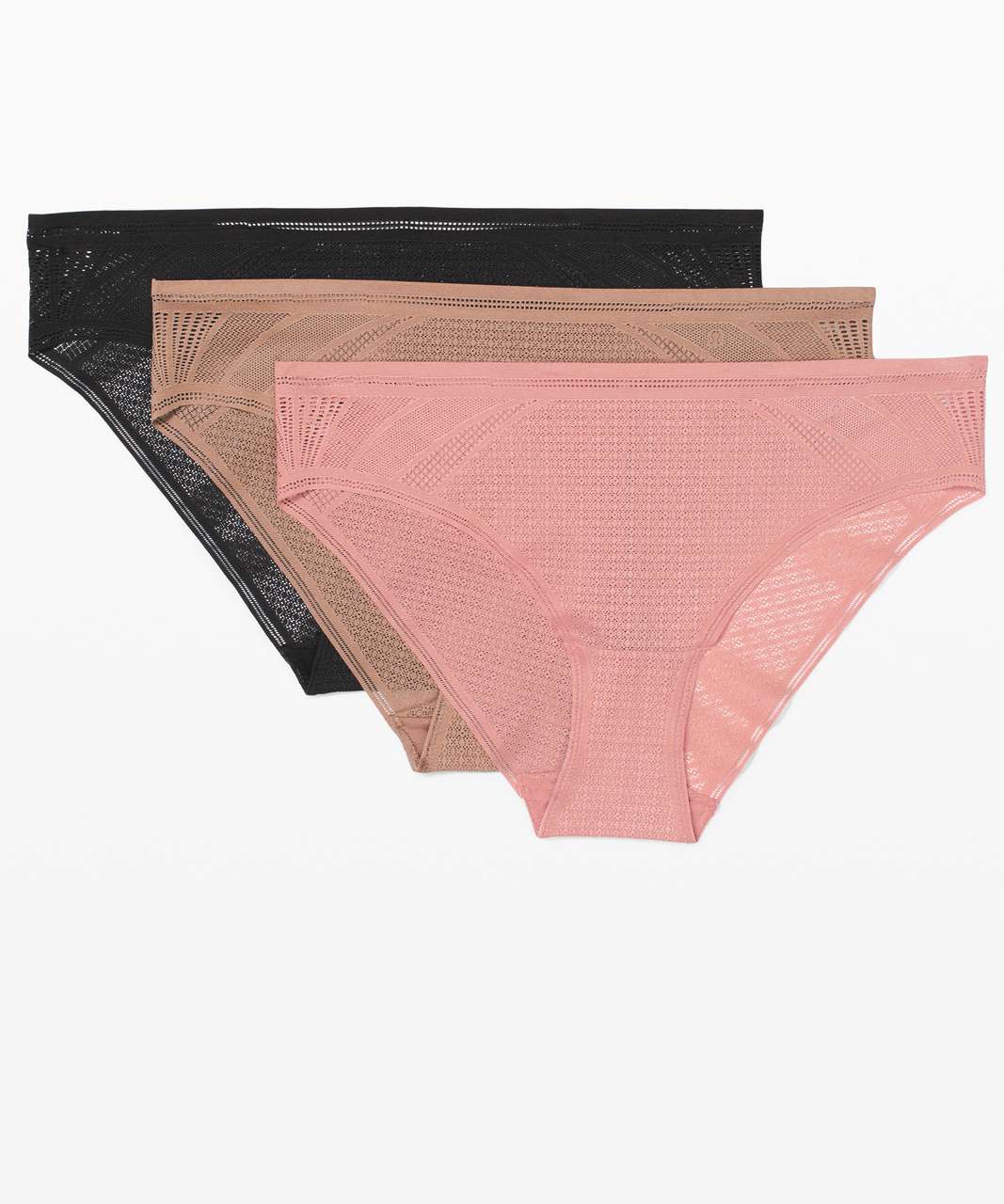 Lululemon Awake to Lace Cheeky Bikini 3 Pack - Black / Soft Sand / Pink Pastel