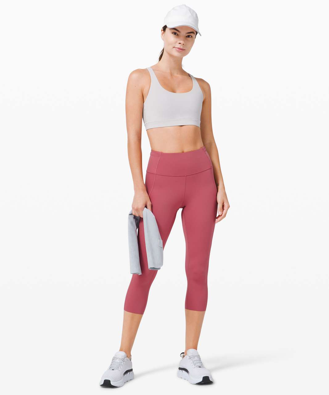 NEW Women Lululemon Fast Free Crop 19 Cool Non-Reflective Cherry Tint Size  8 