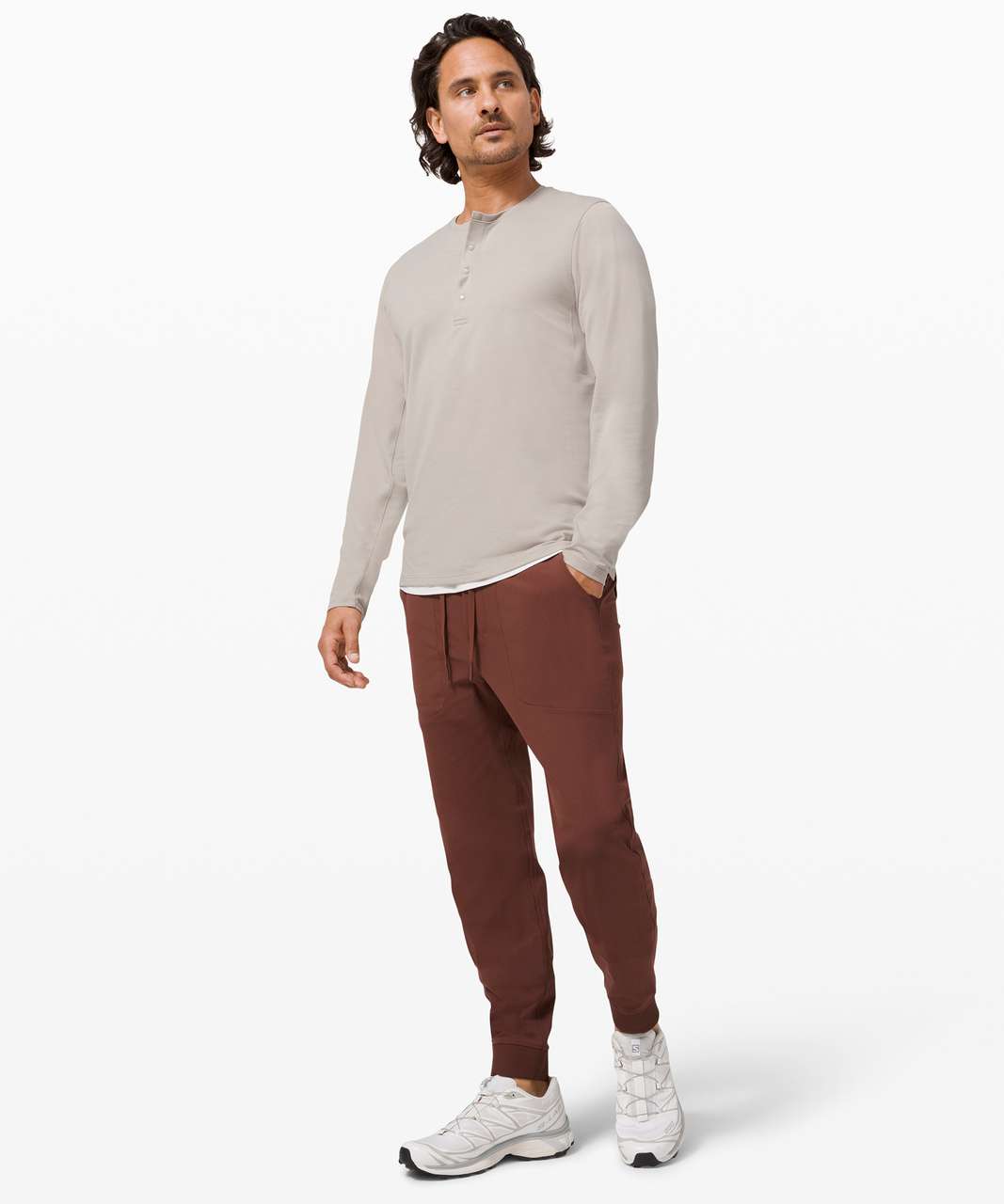 Lululemon Reinstate Long Sleeve Henley - Heathered Riverstone