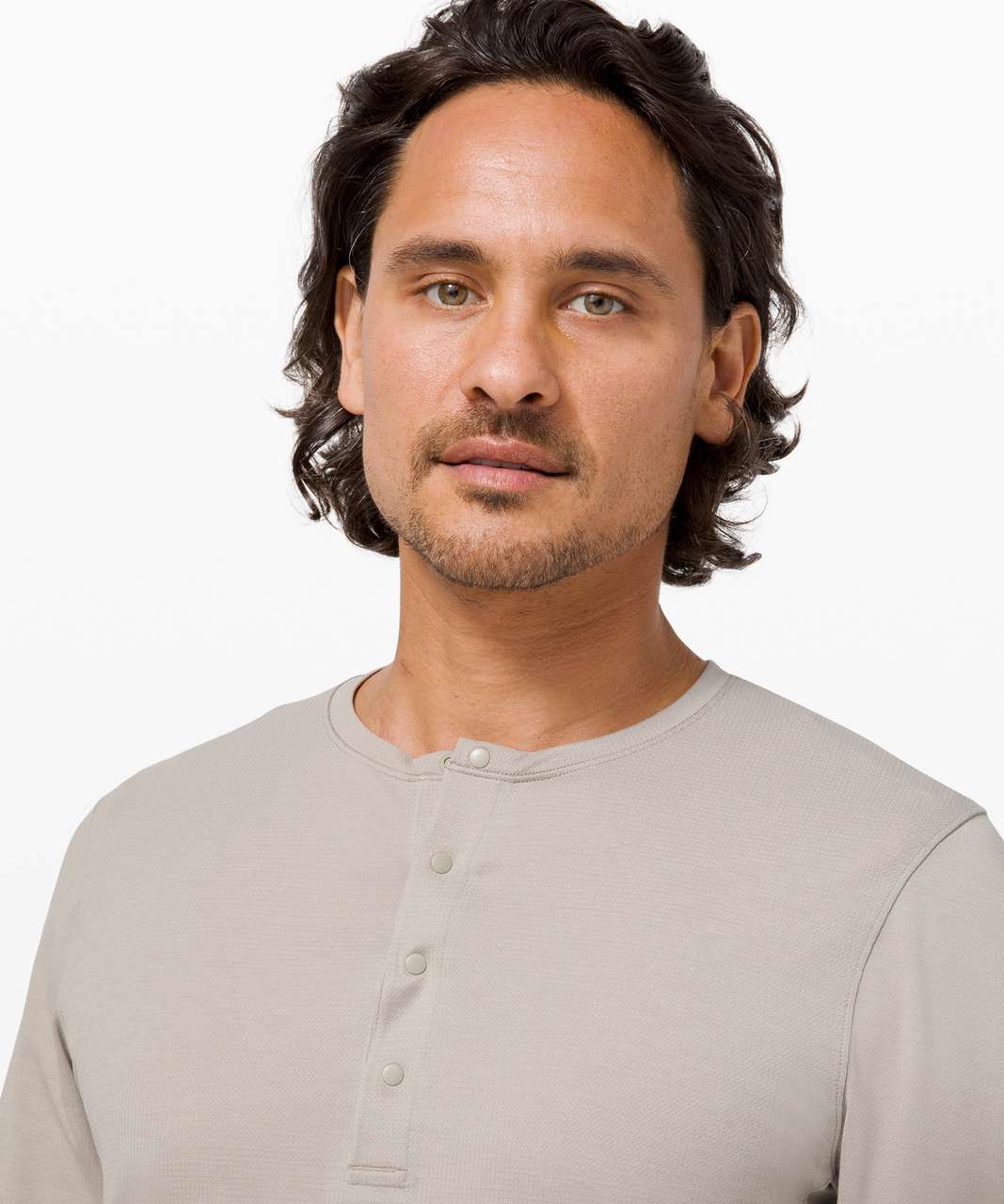 Lululemon Reinstate Long Sleeve Henley - Heathered Raw Linen - lulu fanatics