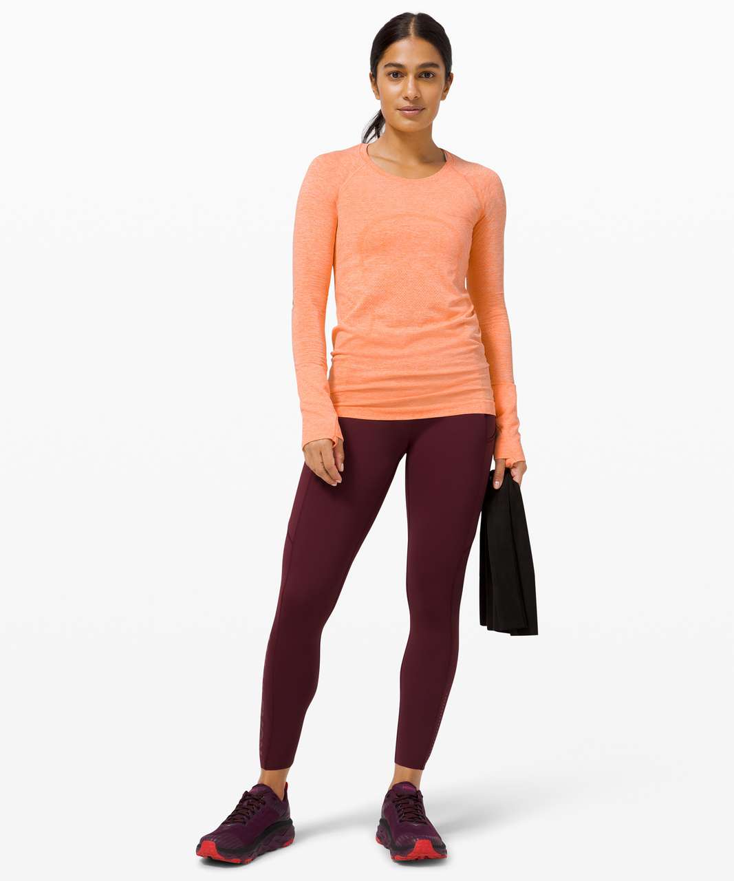 Lululemon Swiftly Tech Long Sleeve 2.0 - Amber Orange / White - lulu ...