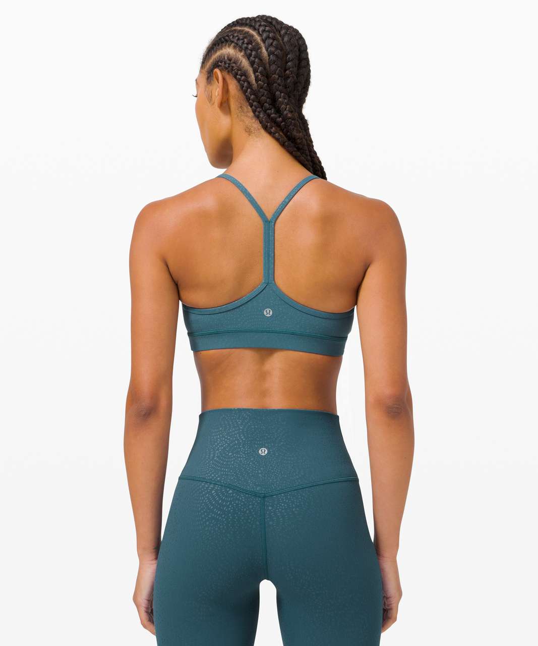 Lululemon Flow Y Bra Nulu *Light Support, B/C Cup - Filigree Emboss Bermuda Teal