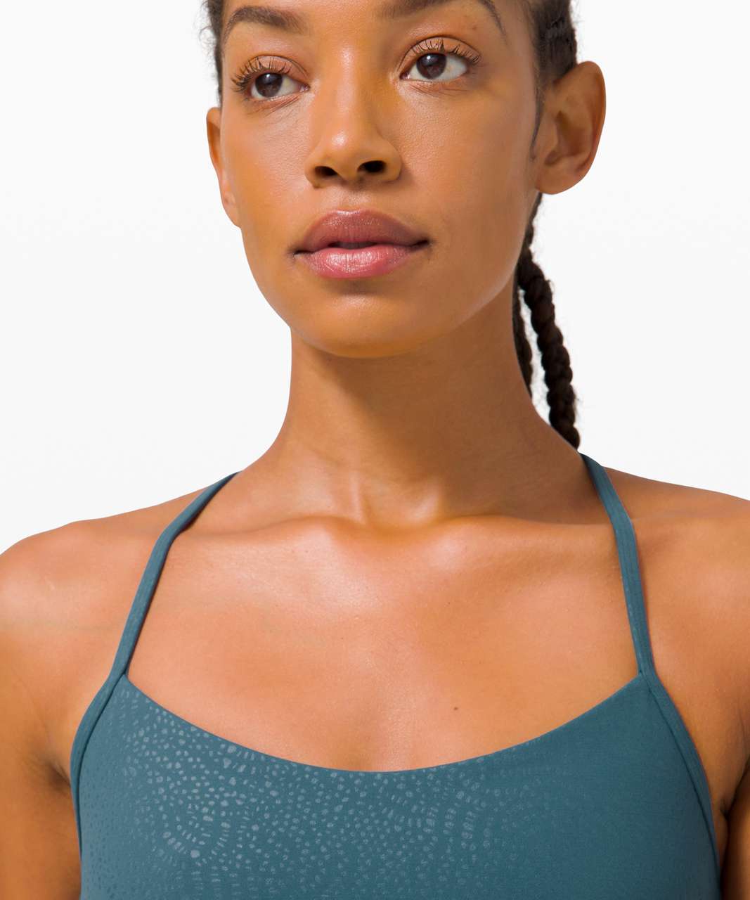 Lululemon Flow Y Bra Nulu *Light Support, B/C Cup - Filigree Emboss Bermuda Teal