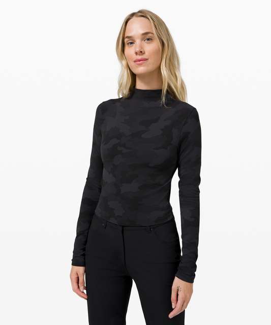 Lululemon All Aligned Mock Neck Long Sleeve Wee Are From Space Nimbus  Battleship - $45 - From Galore