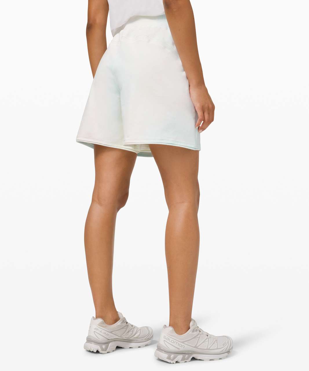 Lululemon LA French Terry High Rise Long Short - Cotton Candy Wash - White / Miami Teal / Lemon Vibe /  Mist Pink