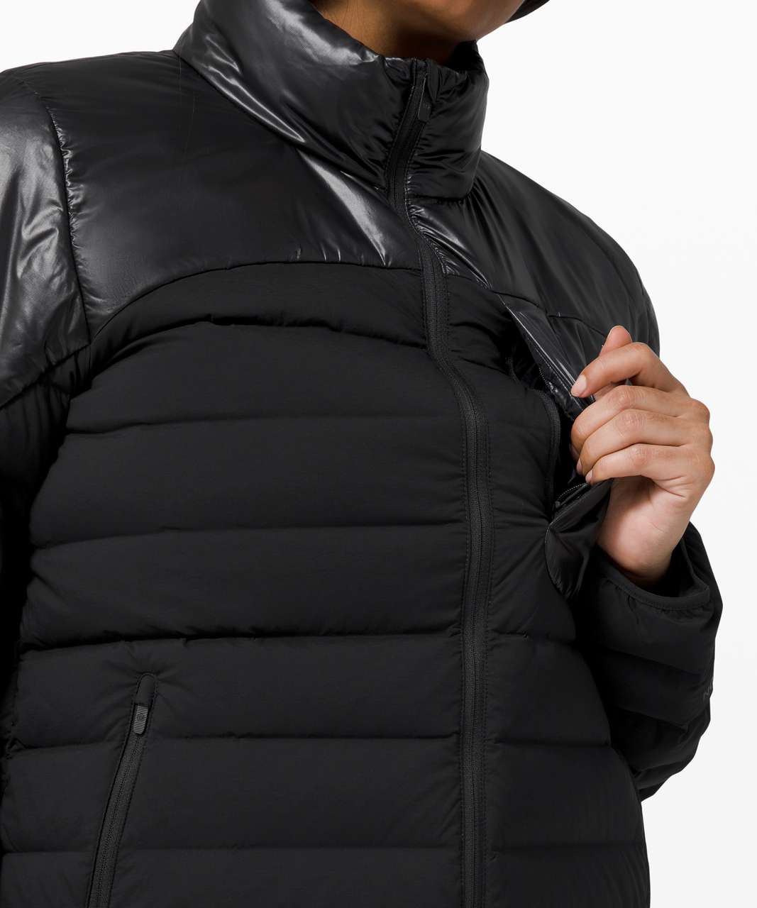 Black Navigation recycled-fibre down jacket, Lululemon