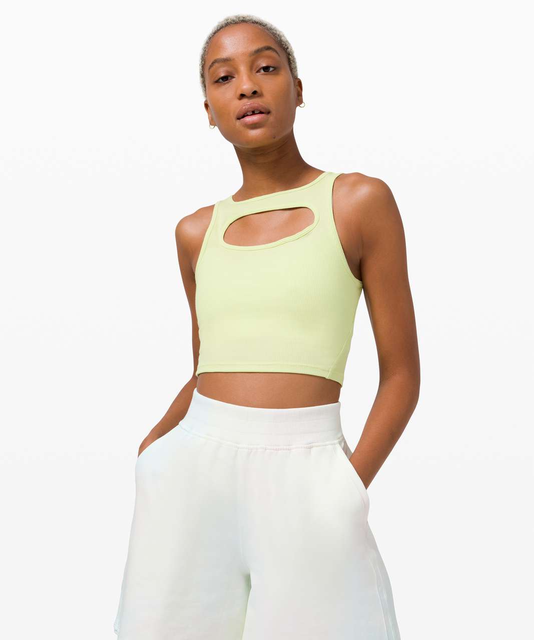 Lululemon LA Front Cut-Out Crop Tank - Lemon Vibe