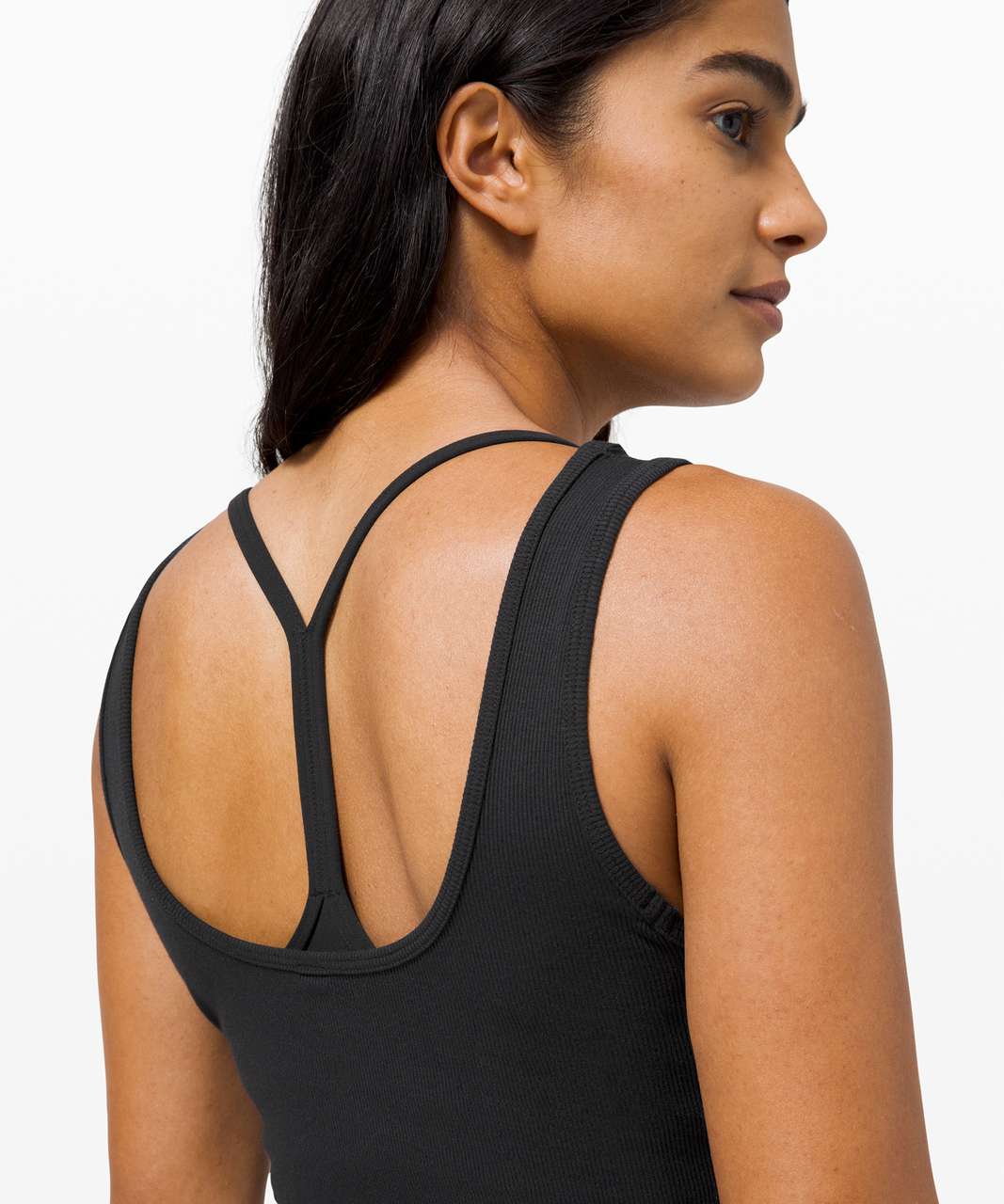 Lululemon LA Front Cut-Out Crop Tank - Black - lulu fanatics