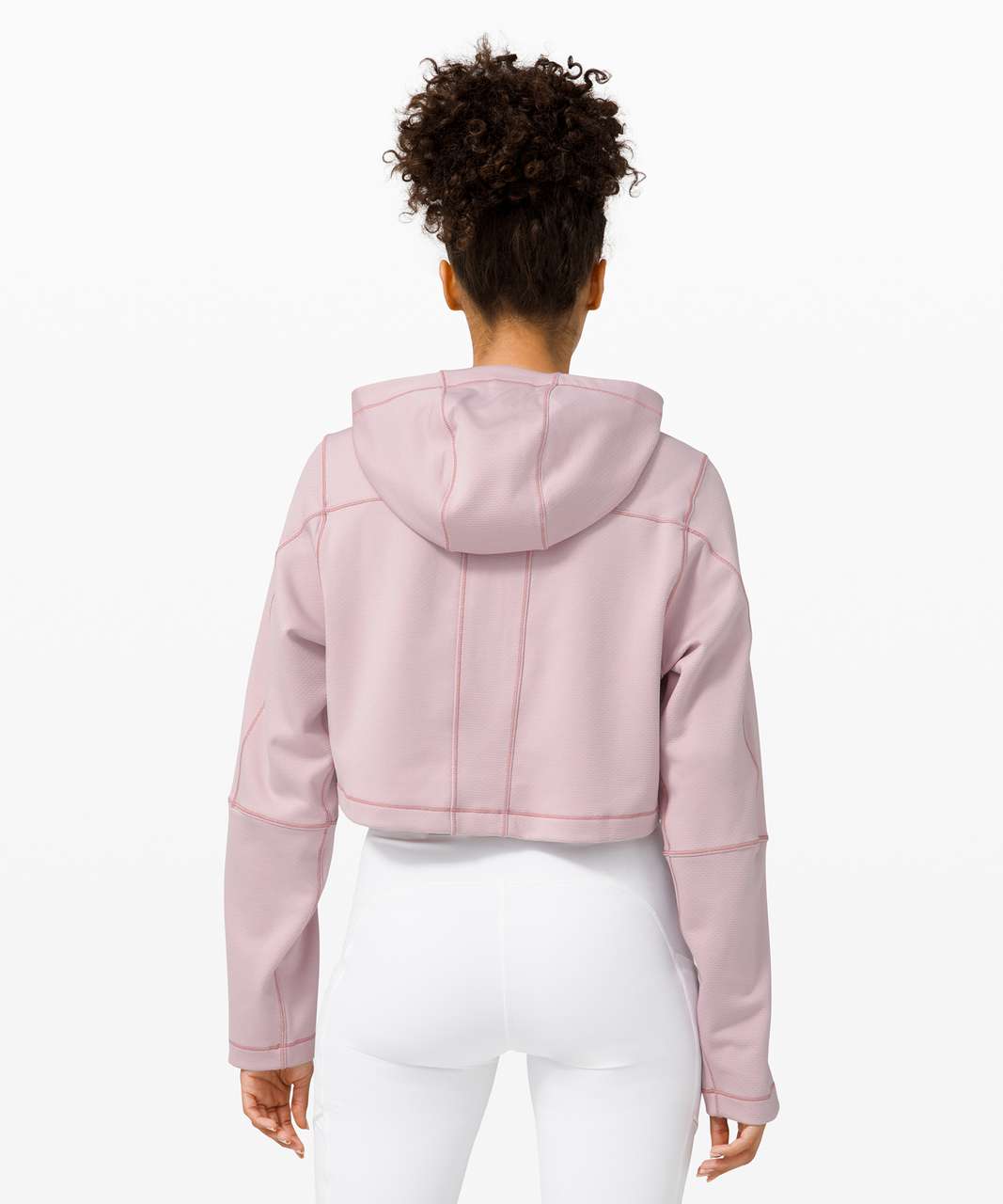 Lululemon Unleash Strength Crop Hoodie - Chrome / Porcelain Pink