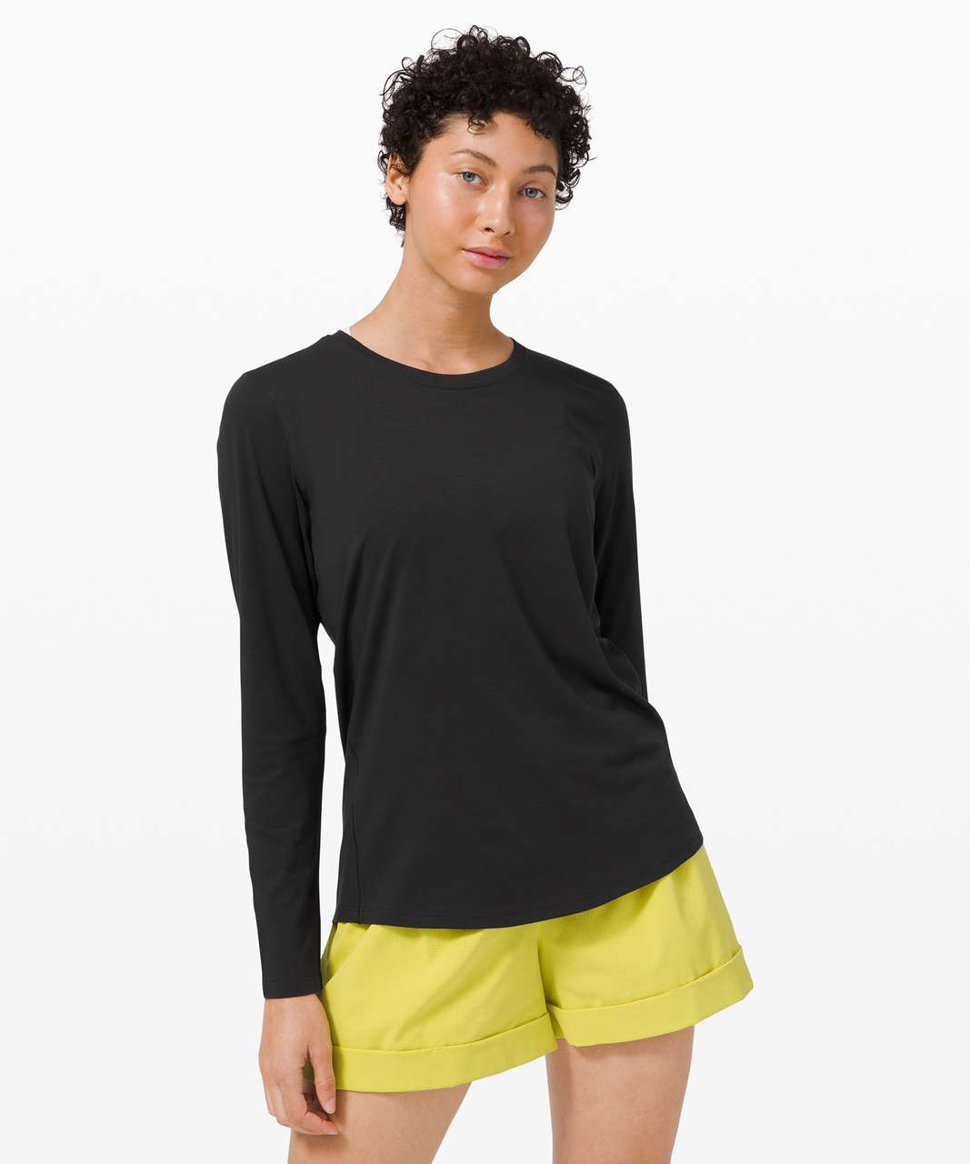 Lululemon Logo Elastic Everlux Long Sleeve Shirt - Black / Trench - lulu  fanatics