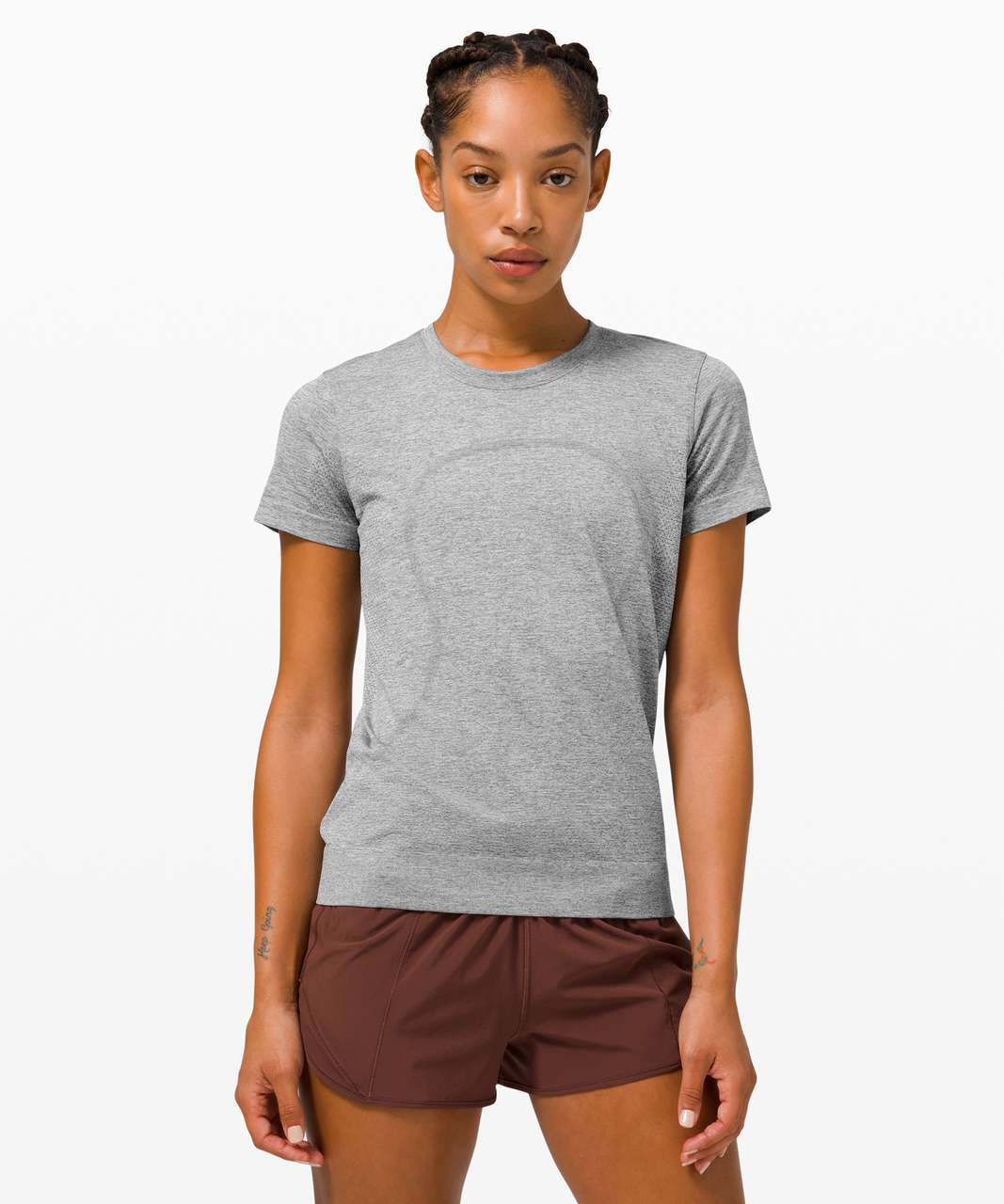 Lululemon Swiftly Breathe Short Sleeve - Slate / White