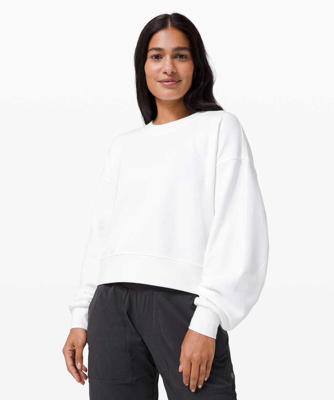 Lululemon Perfectly Oversized Crop Crew White lulu fanatics