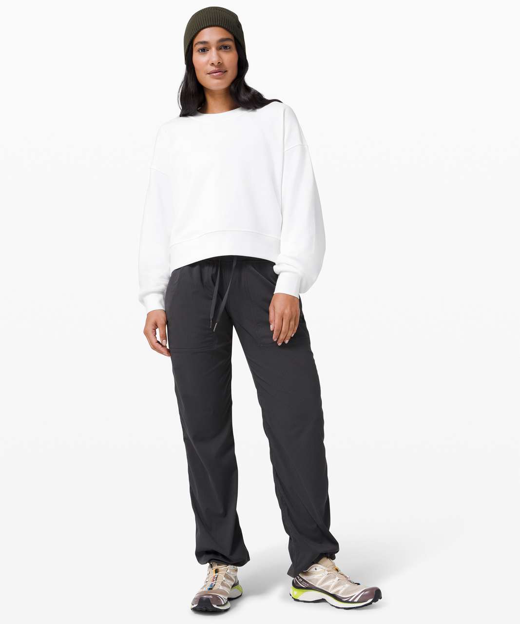 Lululemon Perfectly Oversized Crop Crew - White - lulu fanatics