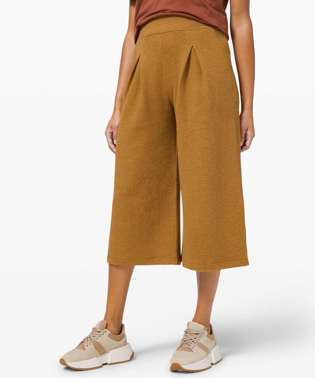 Lululemon Can You Feel The Pleat Crop - Heathered Spiced Bronze