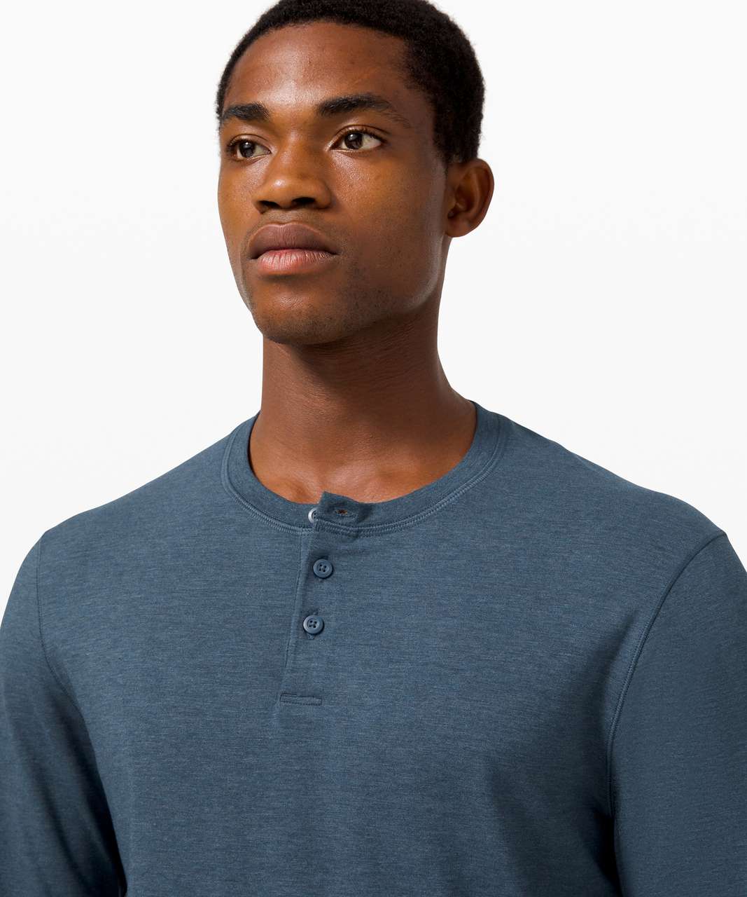 Lululemon 5 Year Basic Long Sleeve Henley - Heathered Iron Blue