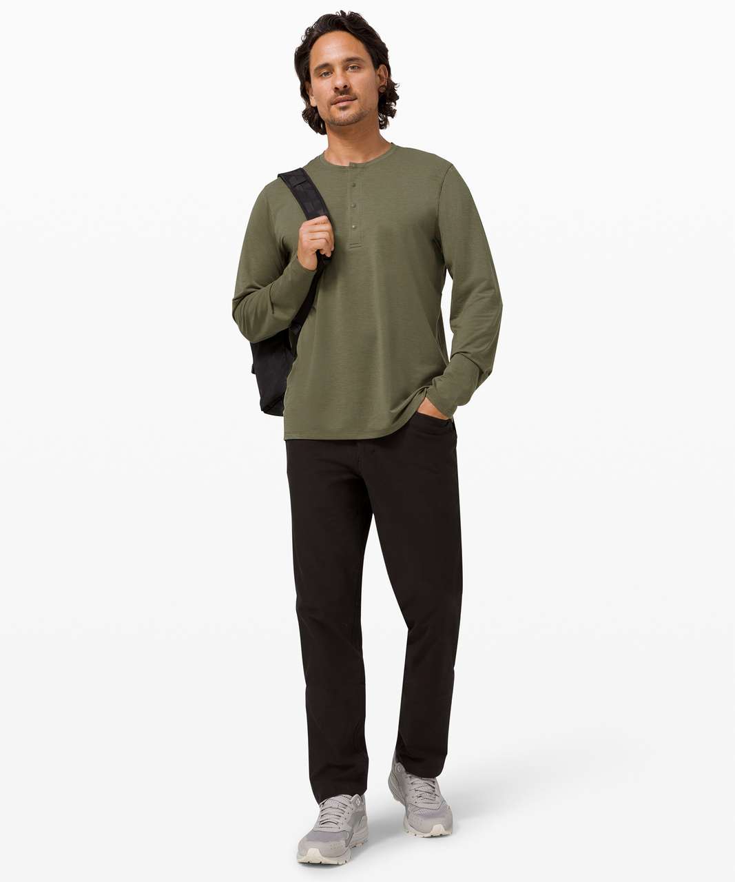 Lululemon Reinstate Long Sleeve Henley - Heathered Medium Olive