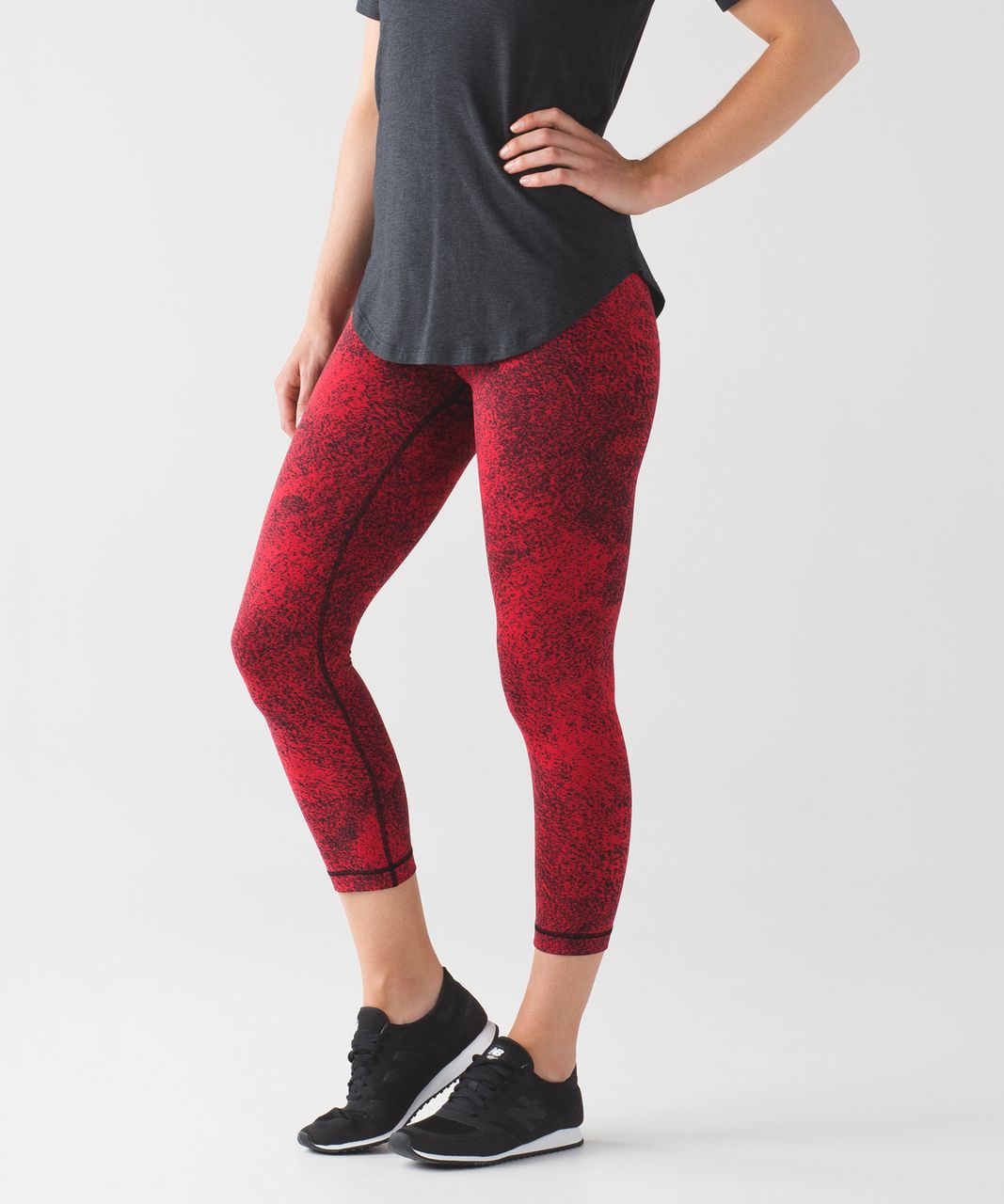 Lululemon Wunder Under Crop (Hi-Rise) *21" - Luon Spray Jacquard True Red Black