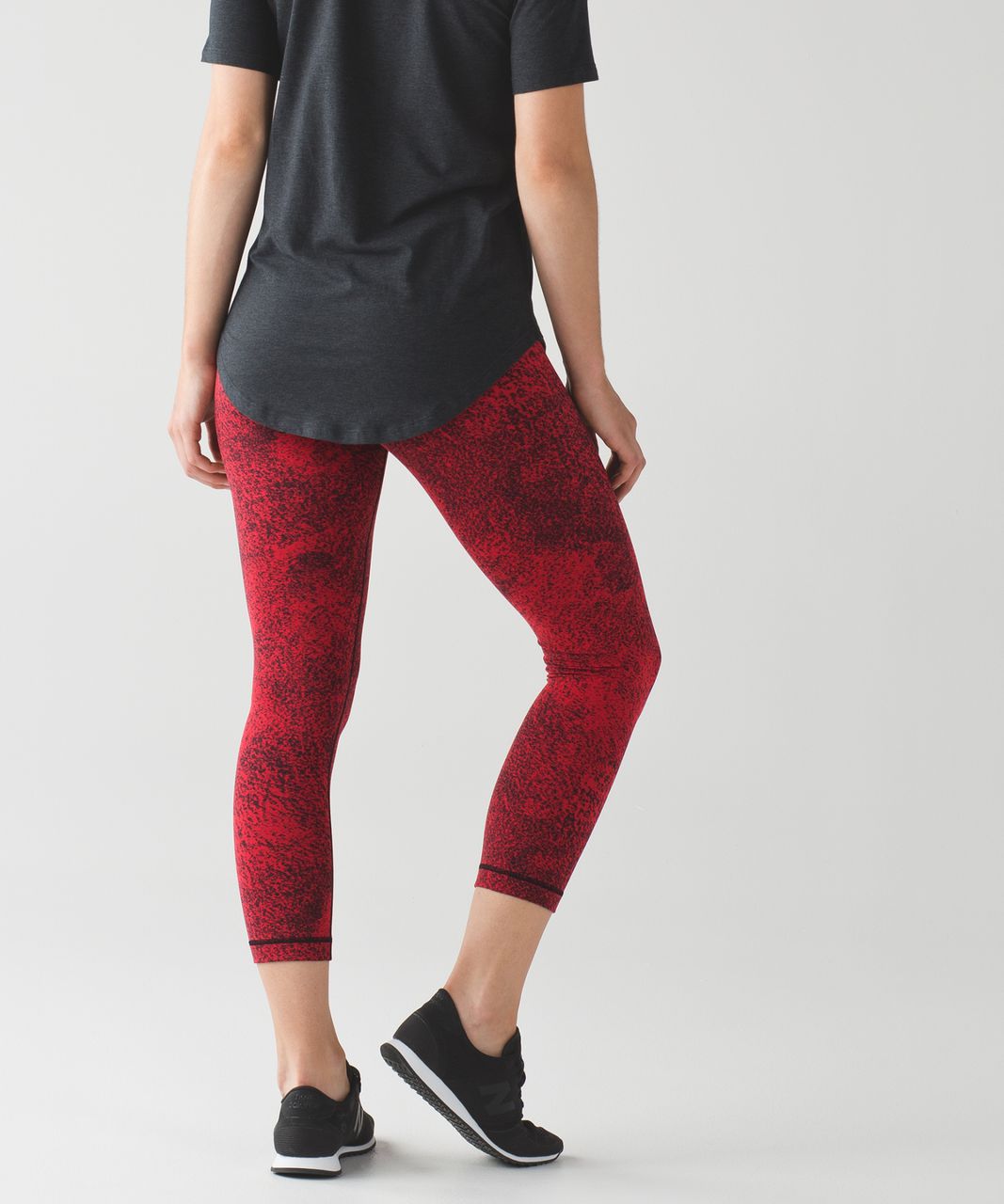 Lululemon Wunder Under Crop (Hi-Rise) *21" - Luon Spray Jacquard True Red Black