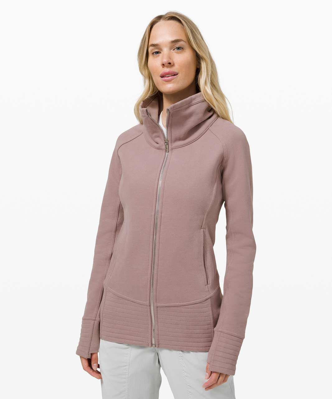 Lululemon Women's Radiant Full Zip Cotton Fleece Jacket Sweater II Size 8  Cassis