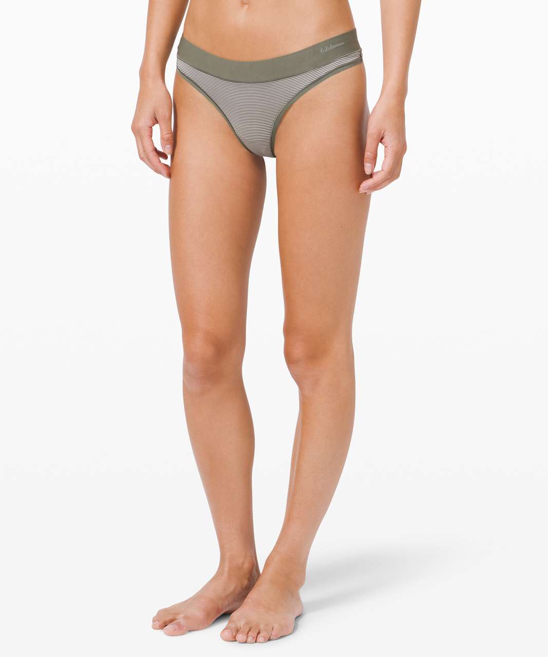 Lululemon Soft Breathable Thong *Stripe - Grey Sage / Grey Sage