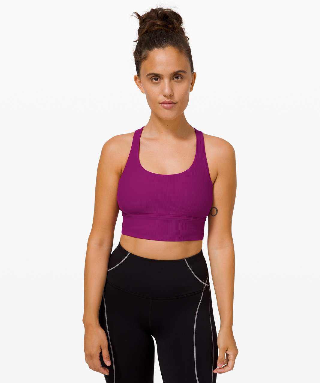 Lululemon Energy Bra Long Line Ribbed *Medium Support, B–D Cup - Deep Fuschia