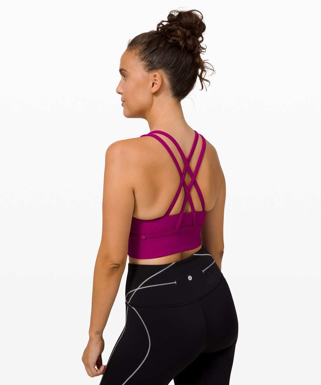 Lululemon Energy Bra Long Line Ribbed *Medium Support, B–D Cup - Deep Fuschia