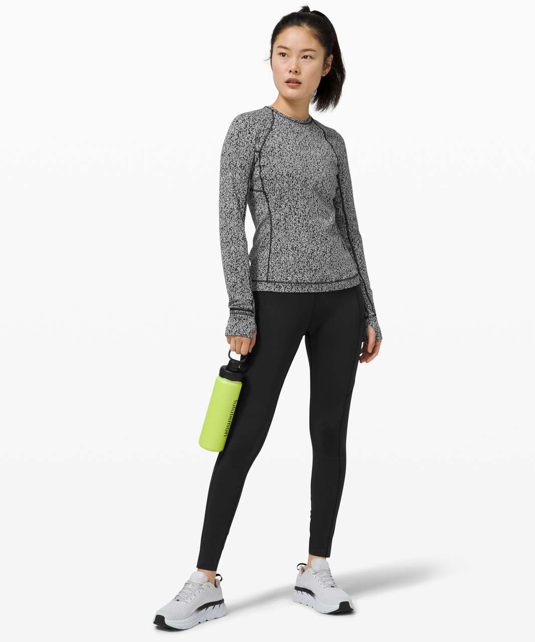 Lululemon Runderful Long Sleeve - Scattered Herringbone Black White