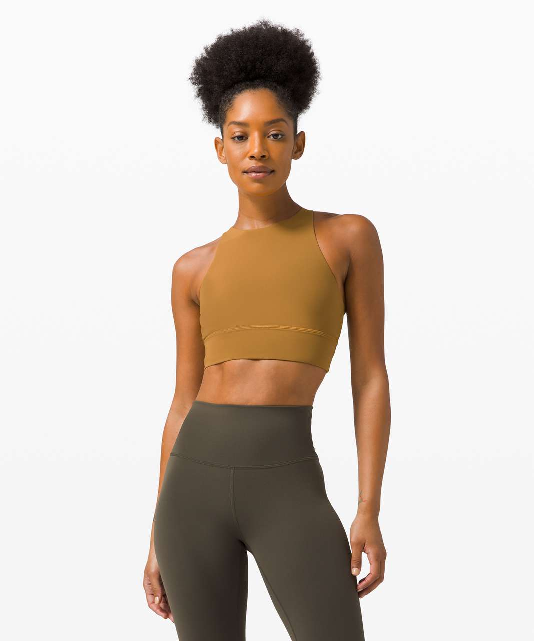 Lululemon Energy Bra High Neck Long Line Tough *Medium Support, B–D Cup - Spiced Bronze